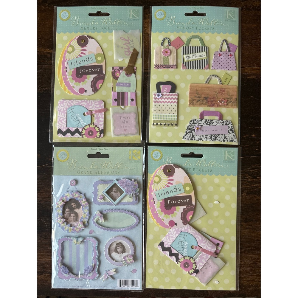 K&Company Brenda Walton Memory Pockets & Grand Adhesions Scrapbook Stickers Lot